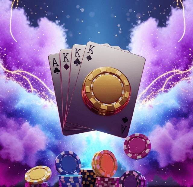 FunBet live casino games featuring playing cards and casino chips, representing live dealer blackjack, roulette, and premium live casino experiences at FunBet Casino