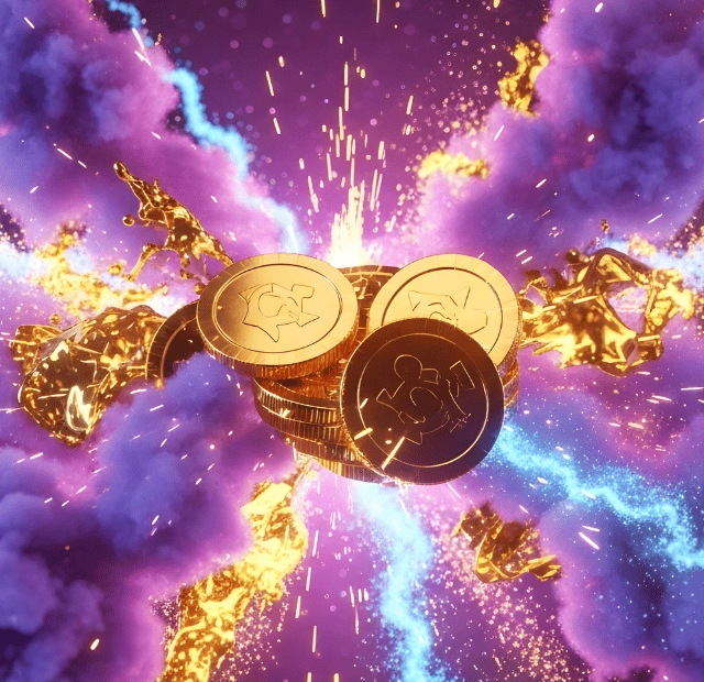 FunBet casino security and licensing visual with gold coins and effects, representing secure gameplay, encrypted transactions, and a licensed online gambling experience